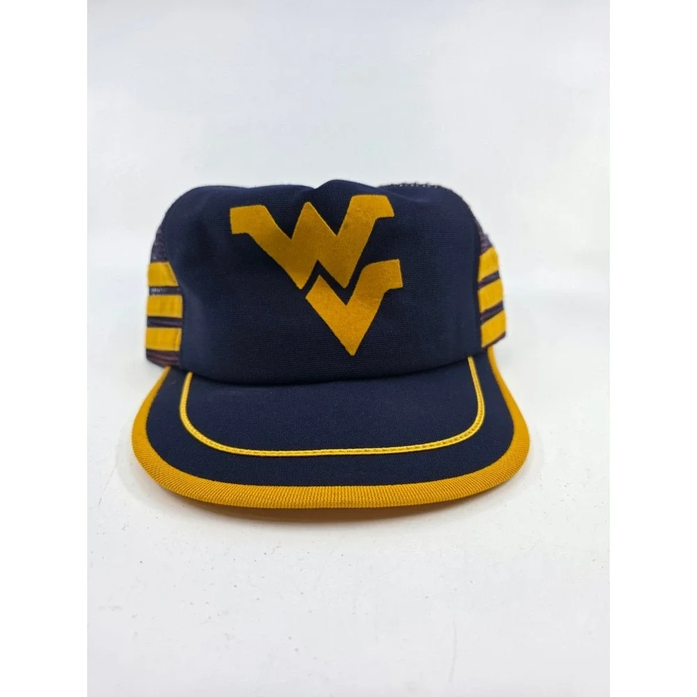 Vintage West Virginia Mountaineers Trucker Hat WVU Snapback Navy Gold Made USA
